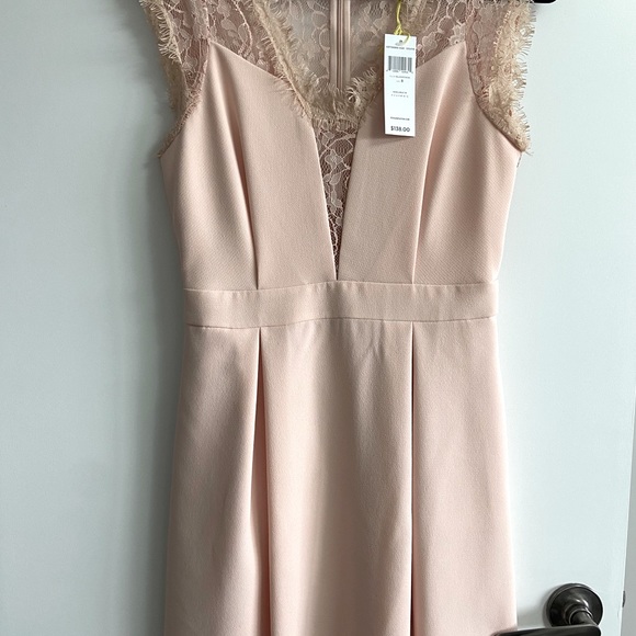 NEW BCBG Deep V Lace Insert Dress - Picture 3 of 4